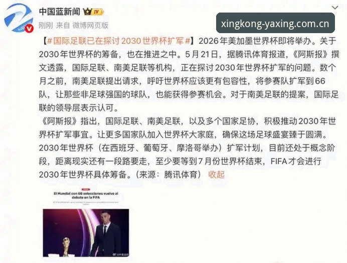 2030世界杯扩军66队最新消息，中国男足迎来破局契机，亚星平台用户热议赛事格局